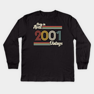 Vintage Born In April 2001 Kids Long Sleeve T-Shirt